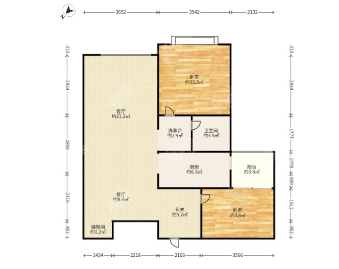 2室2廳1陽臺 實力壹方城戶型圖