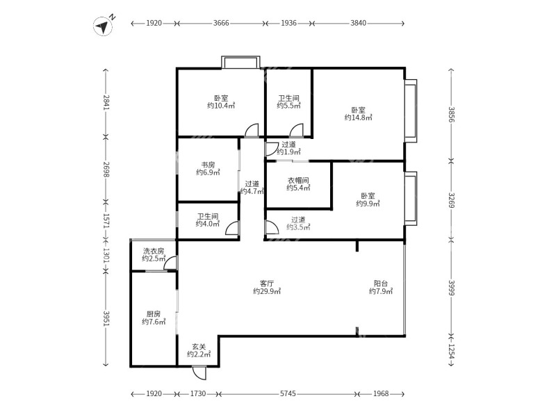 4室2廳2陽臺 金域緹香戶型圖
