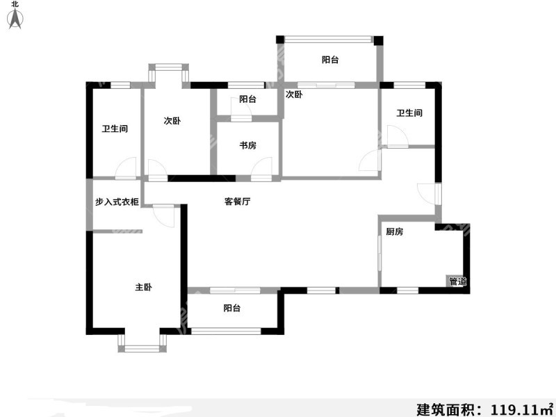 4室2廳2陽(yáng)臺(tái) 蘭亭上錦二期戶型圖