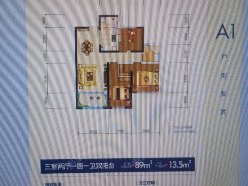 3室2廳2陽臺 紅星天鉑戶型圖