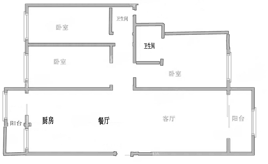3室2廳2陽臺(tái) 湖畔之夢戶型圖
