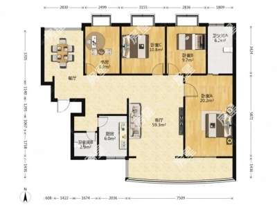 4室2廳1陽(yáng)臺(tái) 東驤神駿一期