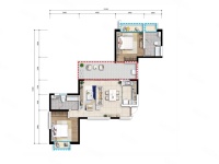 2室2廳1陽臺 萬輝星城戶型圖
