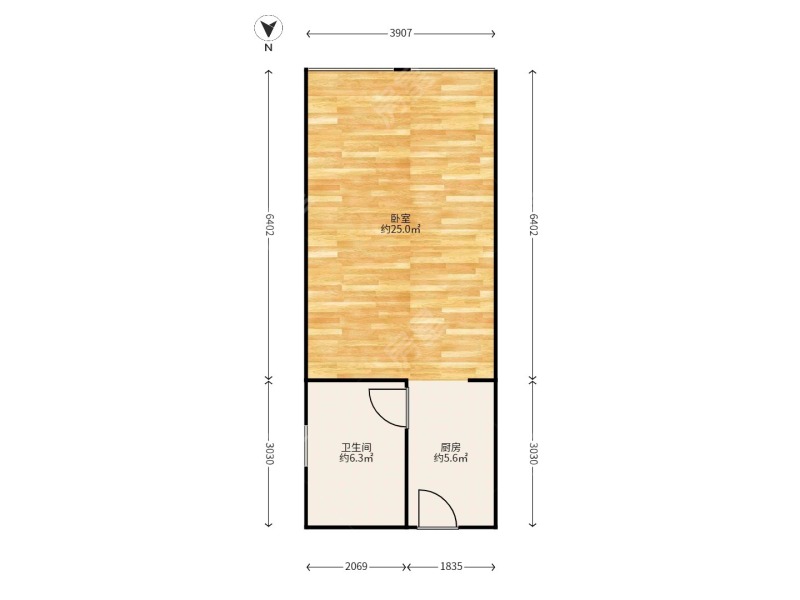 1室1廳1陽(yáng)臺(tái) 綠城春江明月戶型圖