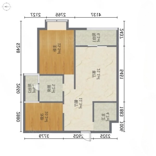 2室2廳1陽臺 金馬騰苑戶型圖