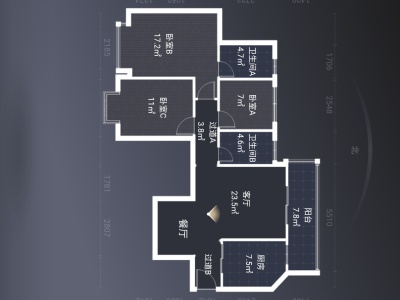 3室2廳2陽臺(tái) 恒大雅苑二期