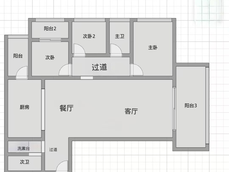 3室2廳1陽臺 海畔灣晴海苑戶型圖