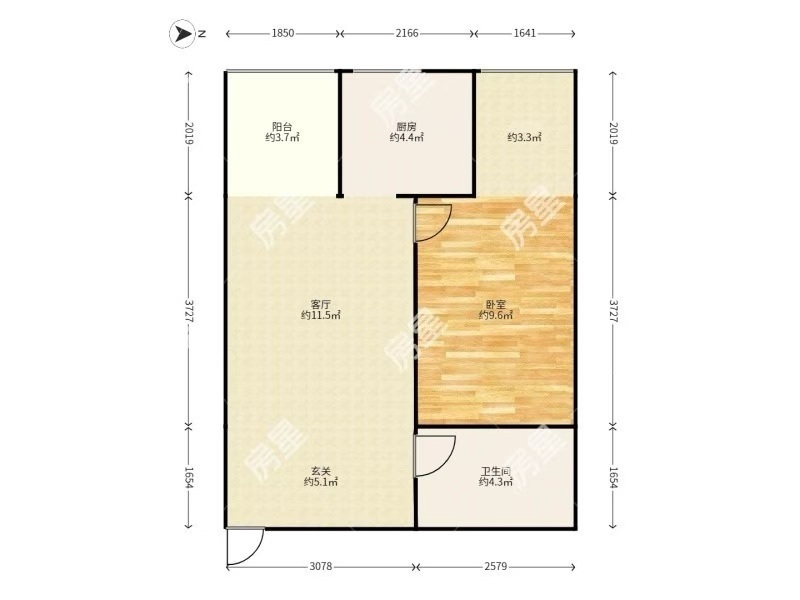 1室1廳1陽臺 金尚俊園一期戶型圖