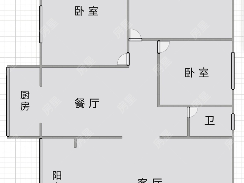 3室2廳1陽(yáng)臺(tái) 學(xué)云路3號(hào)戶型圖