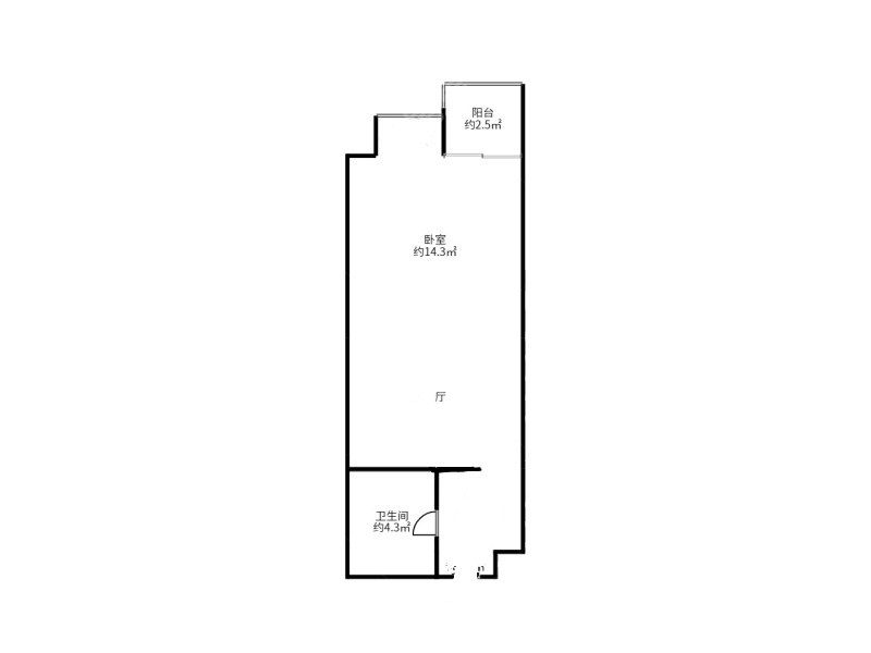 1室1陽臺 SOHO俊園戶型圖