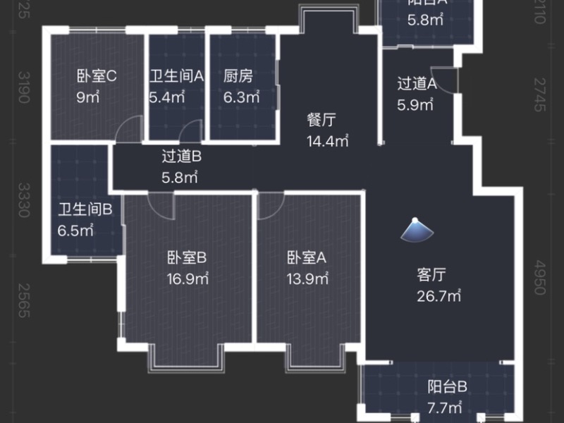 4室2廳 滇池印象花園戶型圖