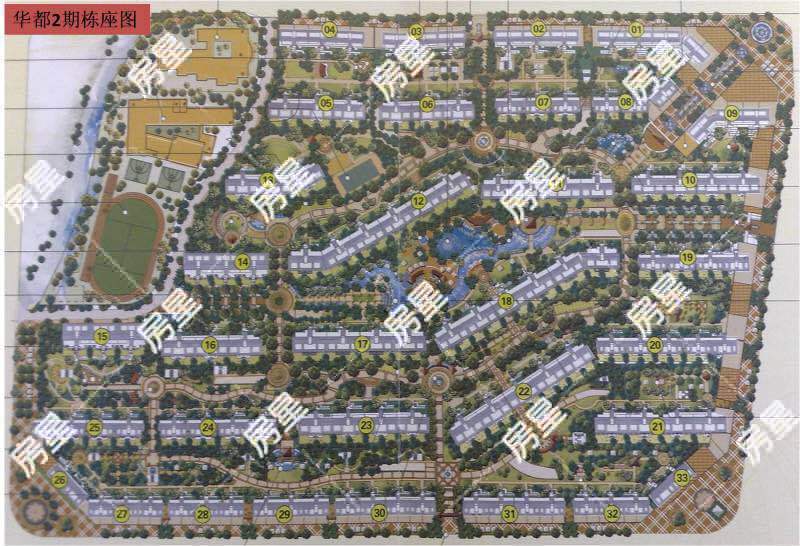 3室2廳2陽臺 華都花園B區(qū)小區(qū)平面圖