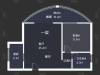 1室2廳2陽臺(tái) 理想紅樹灣公寓戶型圖