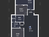 2室2廳1陽臺 玫瑰灣小區(qū)戶型圖