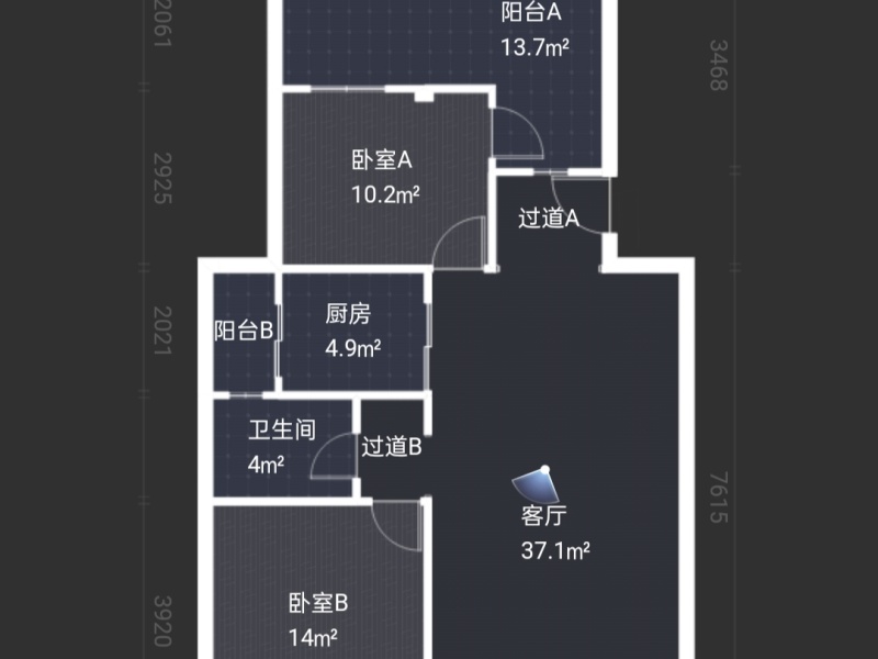2室2廳1陽臺 玫瑰灣小區(qū)戶型圖