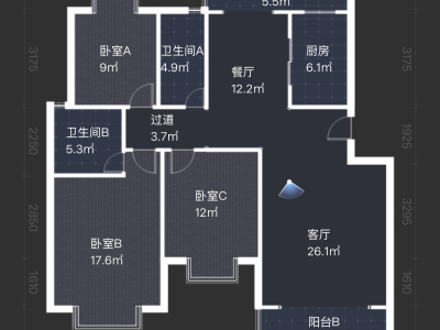 3室2廳2陽臺(tái) 滇池印象花園
