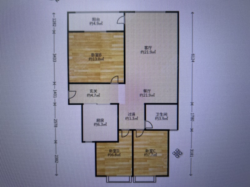 3室2廳 盛高大城二期戶型圖