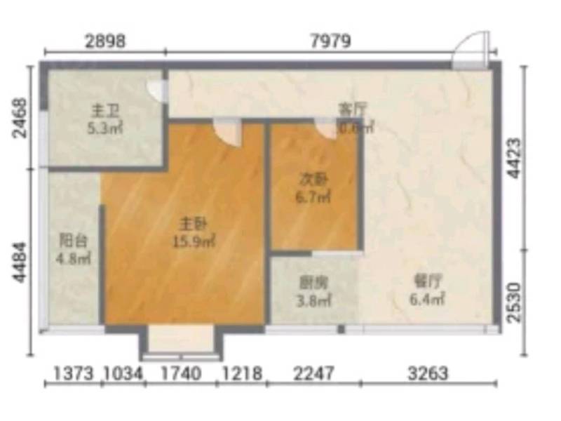 2室2廳1陽(yáng)臺(tái) 春城慧谷B區(qū)戶型圖