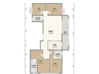 4室2廳2陽(yáng)臺(tái) 龍江金茂府