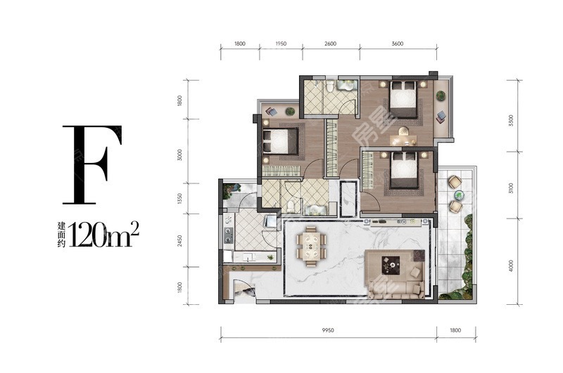 3室2廳1陽臺(tái) 招商雍和府一期戶型圖