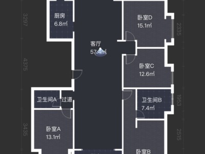 4室2廳2陽(yáng)臺(tái) 筑友雙河灣博雅苑