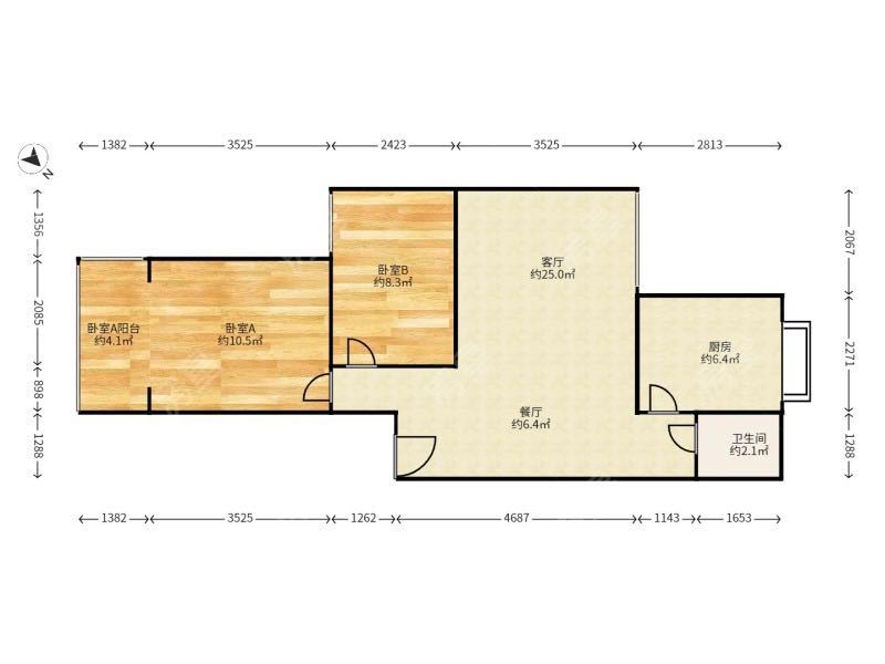 2室2廳1陽臺 船房小區(qū)戶型圖