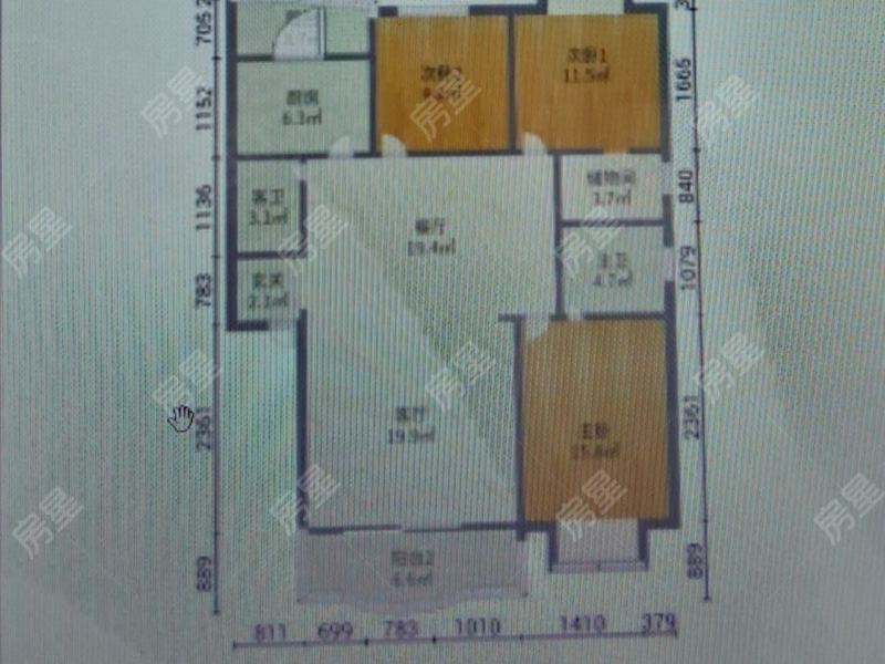 3室2廳1陽臺 金泉小區(qū)二期戶型圖