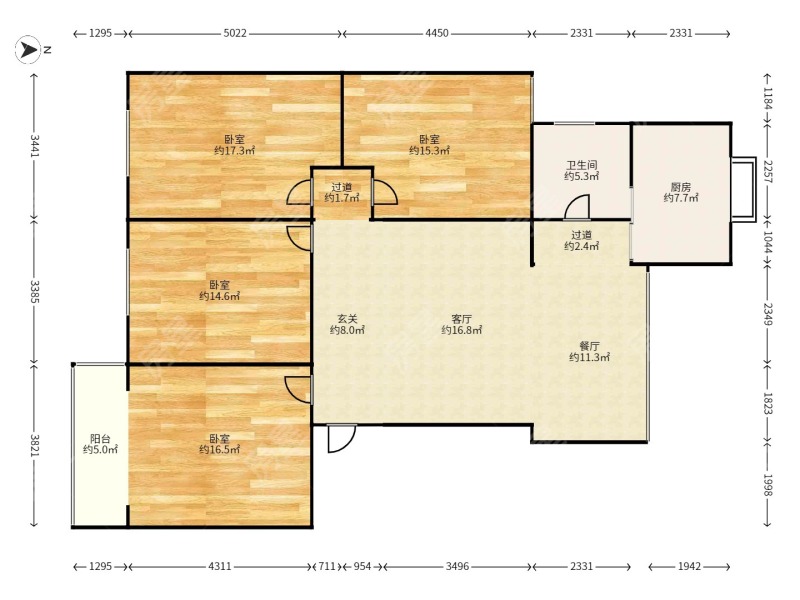4室2廳1陽臺 紅塔花園戶型圖