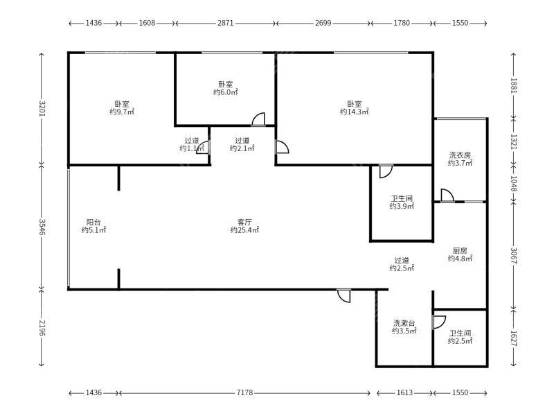 3室2廳 溪畔麗景戶型圖