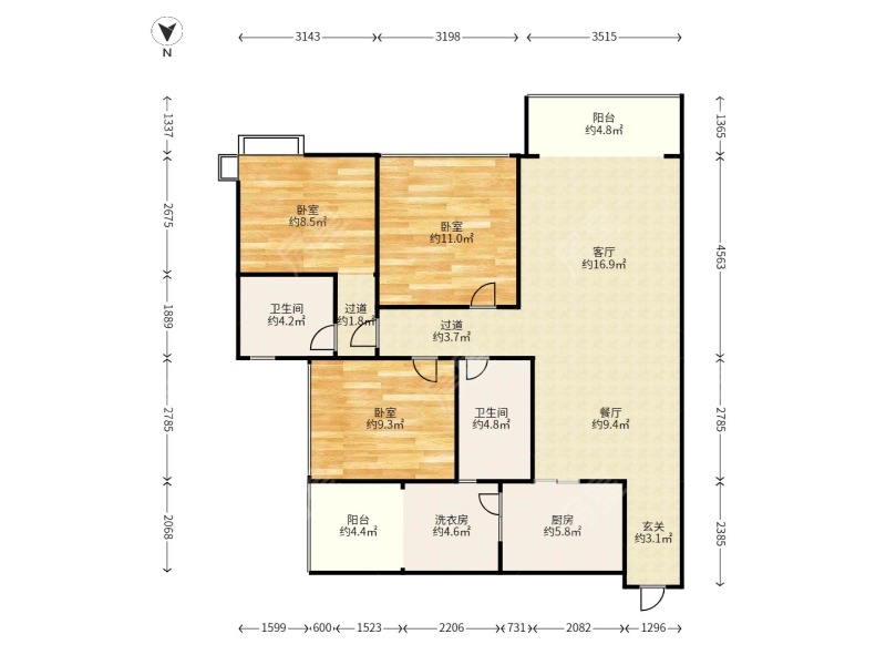3室2廳2陽(yáng)臺(tái) 新希望希望匯戶型圖
