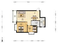 2室2廳1陽臺 遠洋風景戶型圖