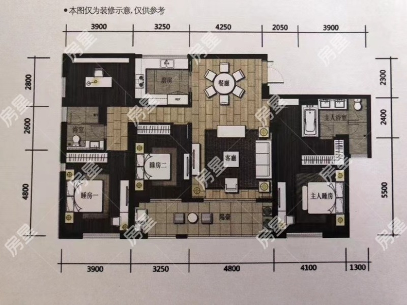 4室2廳2陽臺(tái) 七彩俊園戶型圖