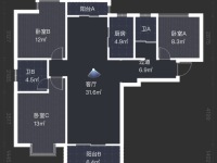 3室2廳2陽臺 碧桂園璟臺戶型圖