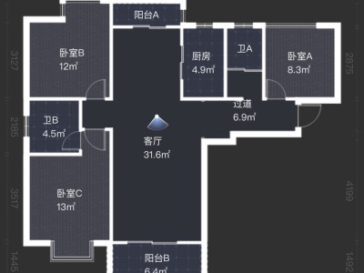 3室2廳2陽臺 碧桂園璟臺戶型圖