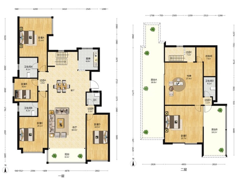 5室2廳2陽(yáng)臺(tái) 瀚林瀾山戶型圖