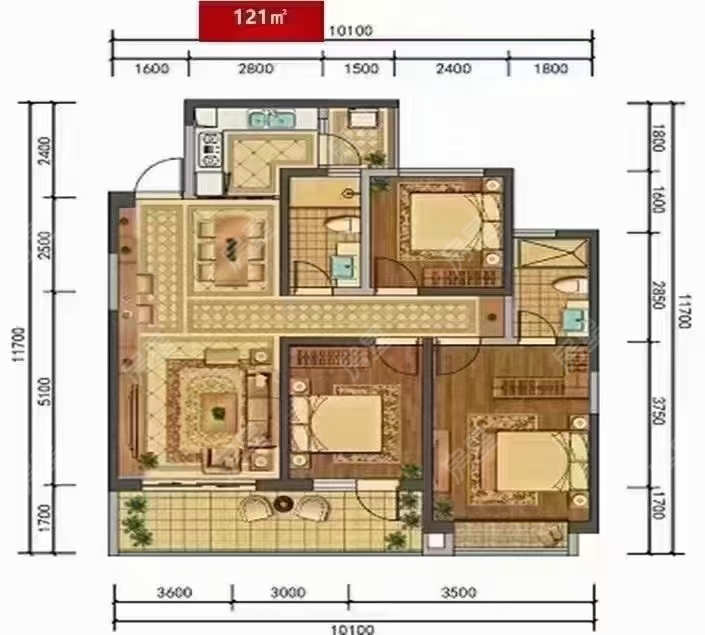 3室2廳2陽臺 北大資源頤和1898二期戶型圖