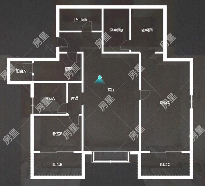 4室2廳2陽(yáng)臺(tái) 銀河北庭戶型圖