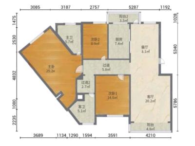 3室2廳2陽(yáng)臺(tái) 仿江南水鄉(xiāng)