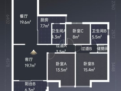 3室2廳2陽(yáng)臺(tái) 金坤尚城學(xué)府里