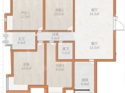 4室2廳1陽臺 同德昆明廣場A區(qū)