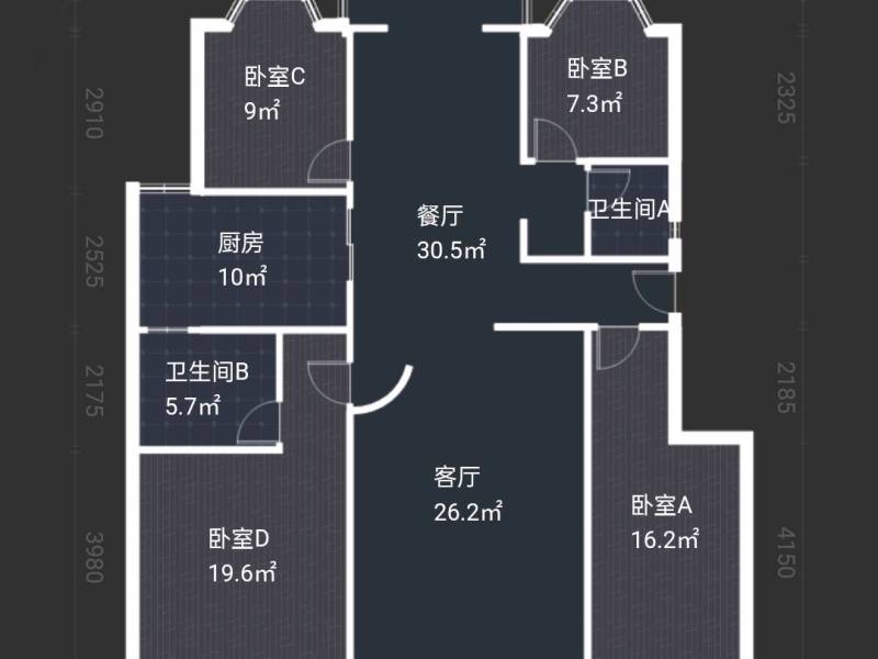 4室2廳3陽臺 江東花城戶型圖