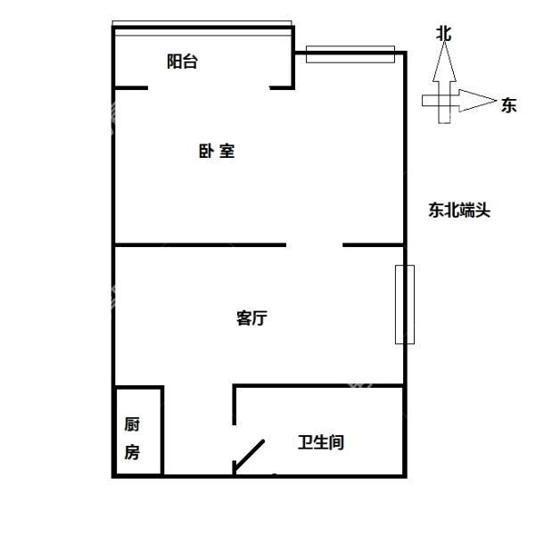 1室1廳1陽臺(tái) 七彩之門戶型圖