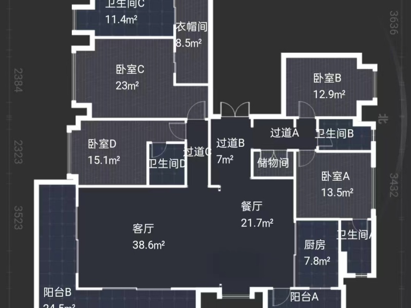 5室2廳2陽臺 龍湖錦粼天序戶型圖