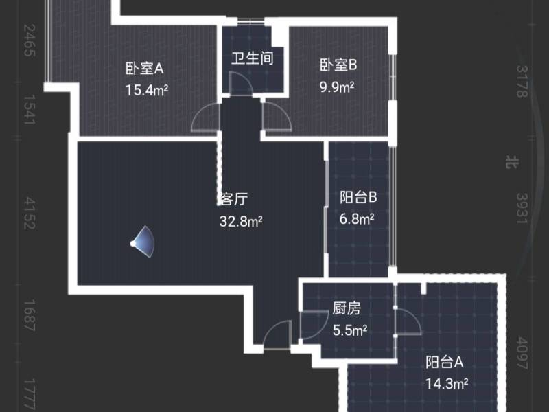 2室2廳1陽臺 同德錦江嘉園戶型圖