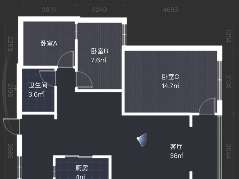 3室2廳3陽臺 滇池衛(wèi)城鉑睿戶型圖