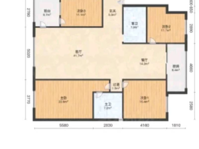 4室2廳2陽(yáng)臺(tái) 福信花園戶(hù)型圖