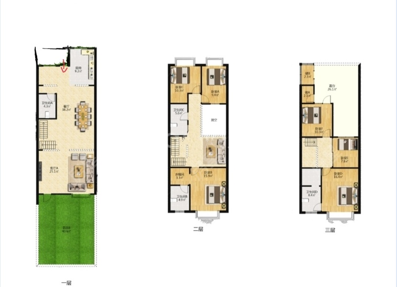 4室3廳2陽臺(tái) 云康園別墅戶型圖