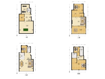 4室3廳1陽臺(tái) 中海云麓九里一期別墅戶型圖