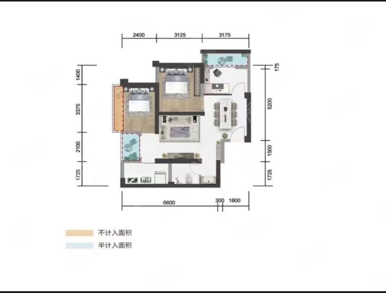 3室2廳1陽臺(tái) 譽(yù)峰峰景戶型圖