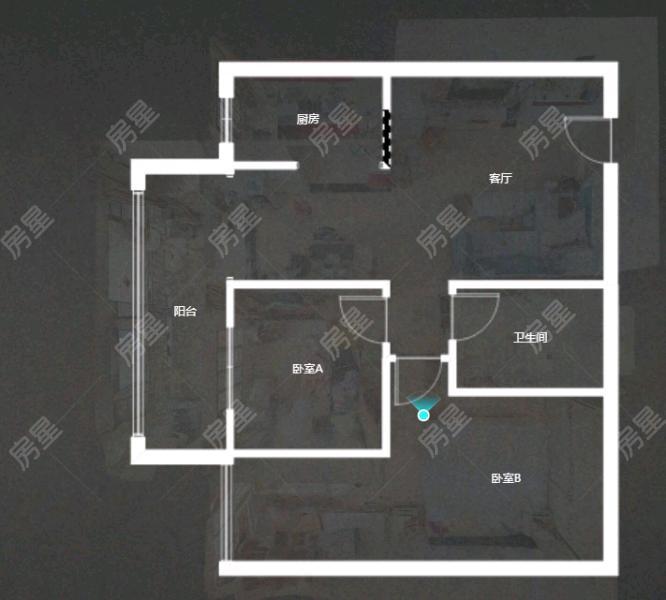 2室2廳1陽臺(tái) 同德昆明廣場(chǎng)上北區(qū)戶型圖